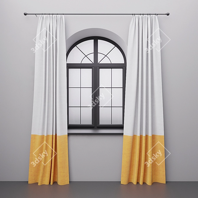 Arched Window Curtains: Elegant and Perfect Fit 3D model image 3