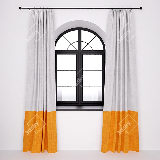 Arched Window Curtains: Elegant and Perfect Fit 3D model image 4