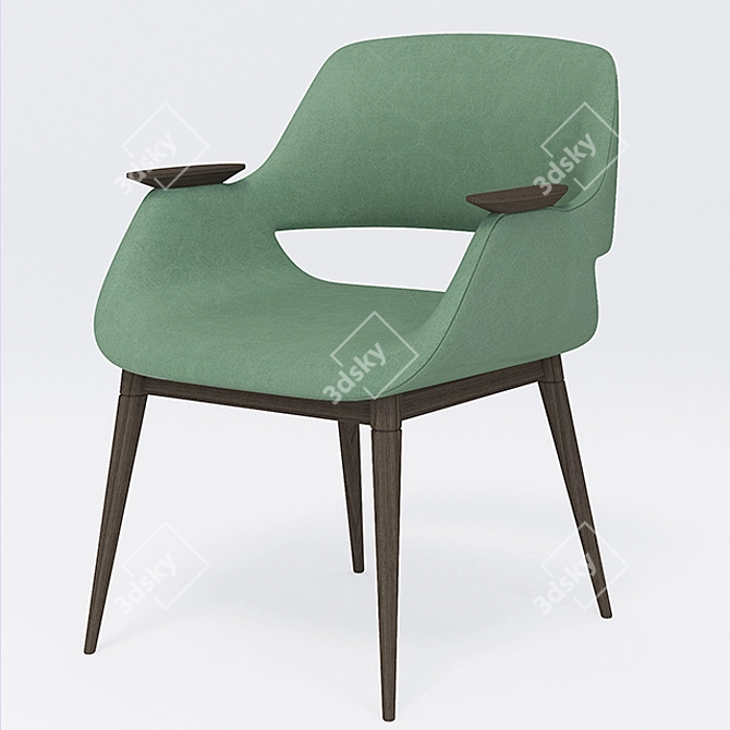 Elegant Walnut Suede Armchair 3D model image 1