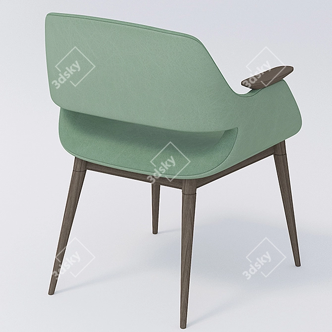 Elegant Walnut Suede Armchair 3D model image 2