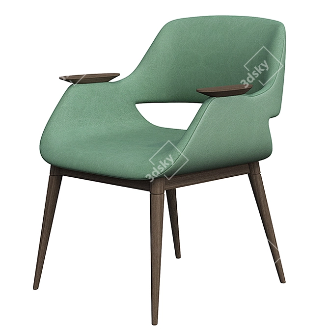 Elegant Walnut Suede Armchair 3D model image 4