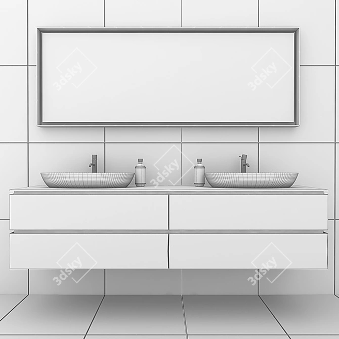 Contemporary Mirror Bathroom Set 3D model image 3