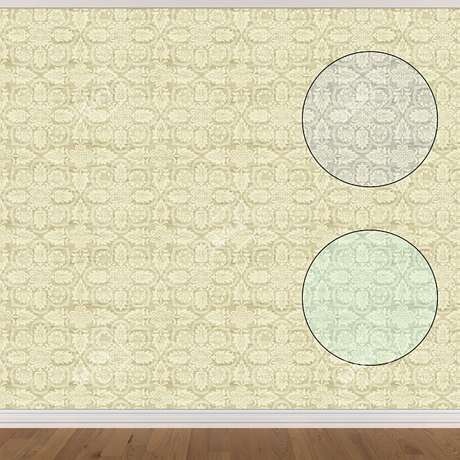 Seamless Wallpaper Set: 3 Coordinated Colors 3D model image 1