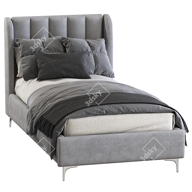 Velvet Single Bed in Blush 3D model image 2