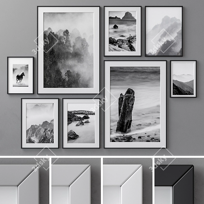 Elegant Set of 154 Photo Frames 3D model image 1