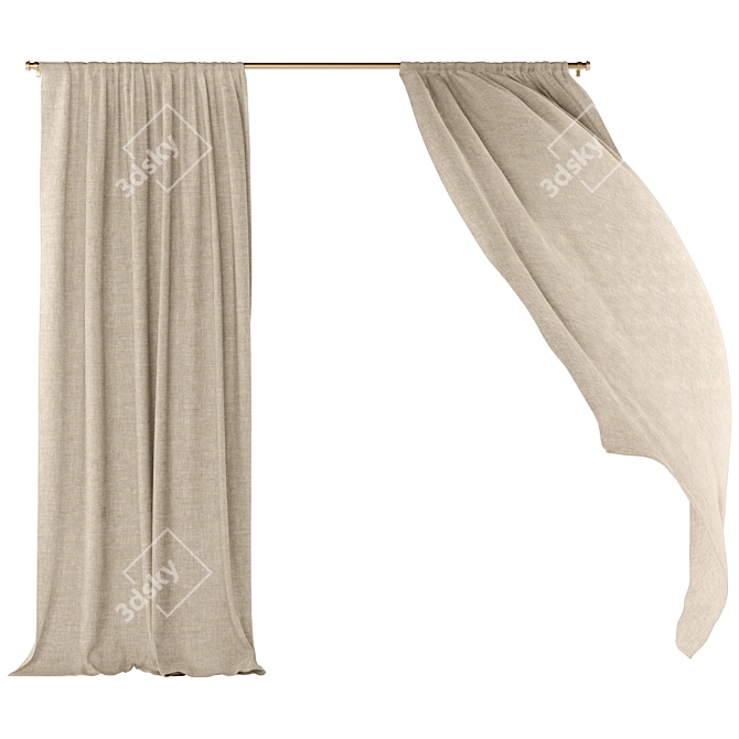 Linen Wind Curtains | 111 3D model image 2