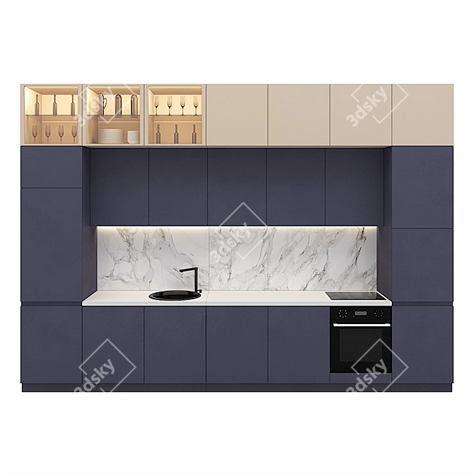 Modern 3D Kitchen Design 3D model image 1