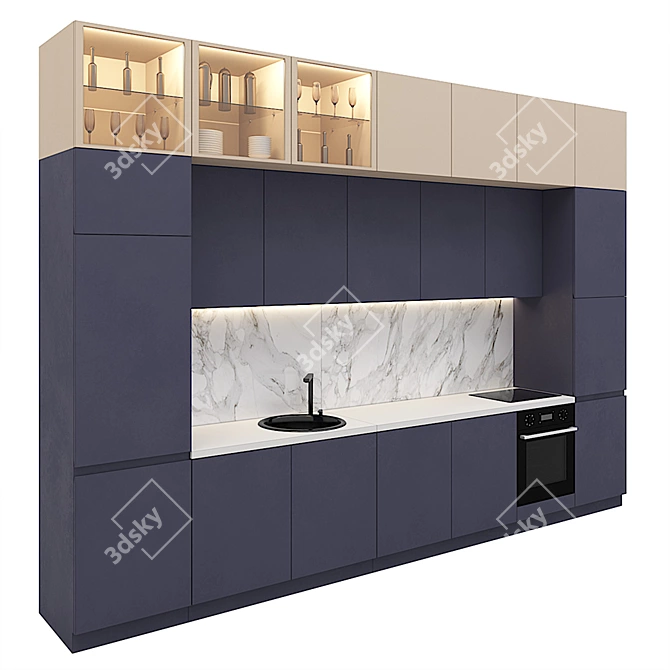 Modern 3D Kitchen Design 3D model image 2