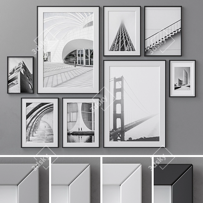  Versatile Photo Frames Set - 4 Colors, 8 Frames - 50x70cm, 30x40cm, A4 3D model image 1