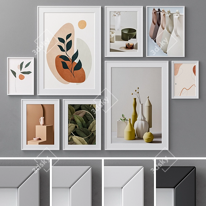 Stylish Set of 159 Photo Frames 3D model image 1