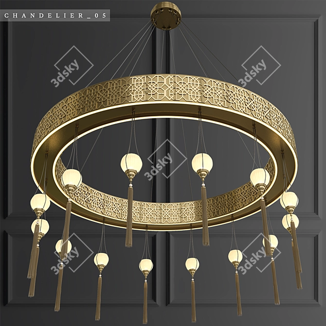 Elegant Islamic Chandelier for Spacious Areas 3D model image 3