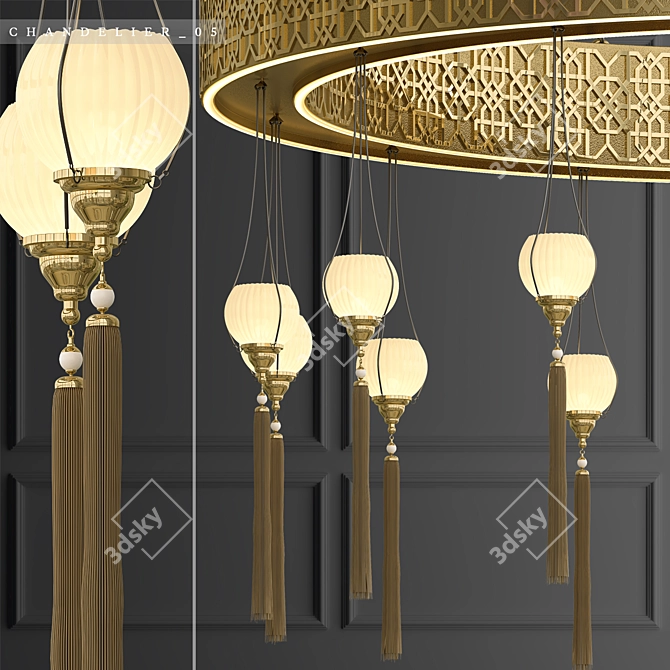 Elegant Islamic Chandelier for Spacious Areas 3D model image 4