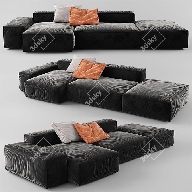 Modern Modular Sofa with Hidden Metal Structure 3D model image 1