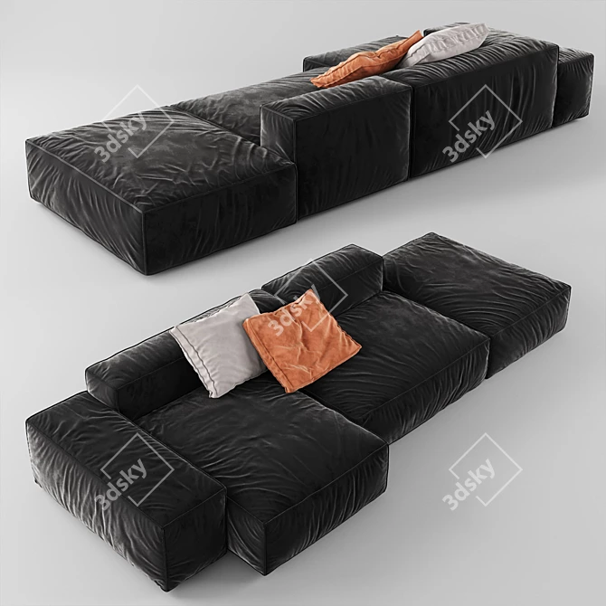 Modern Modular Sofa with Hidden Metal Structure 3D model image 2