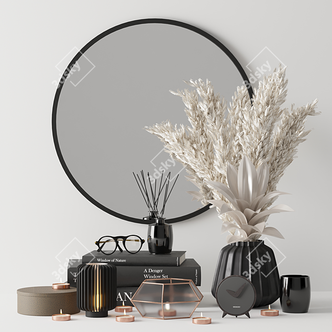 Modern Pampas Grass Decor Set 3D model image 1