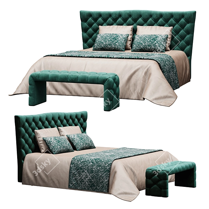 Elegant Juliet Bed with Ottoman 3D model image 1