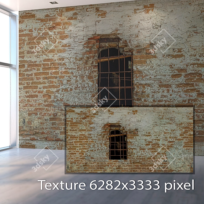 Vintage Window Wall Texture 3D model image 2