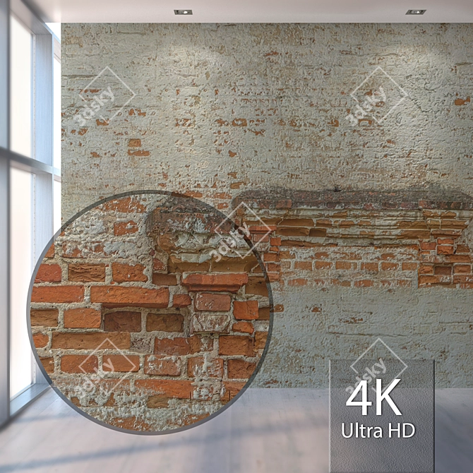 Seamless Brick Wall with Architectural Element 3D model image 1