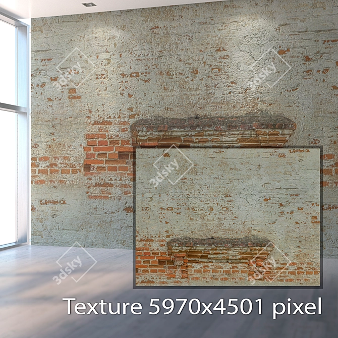 Seamless Brick Wall with Architectural Element 3D model image 2