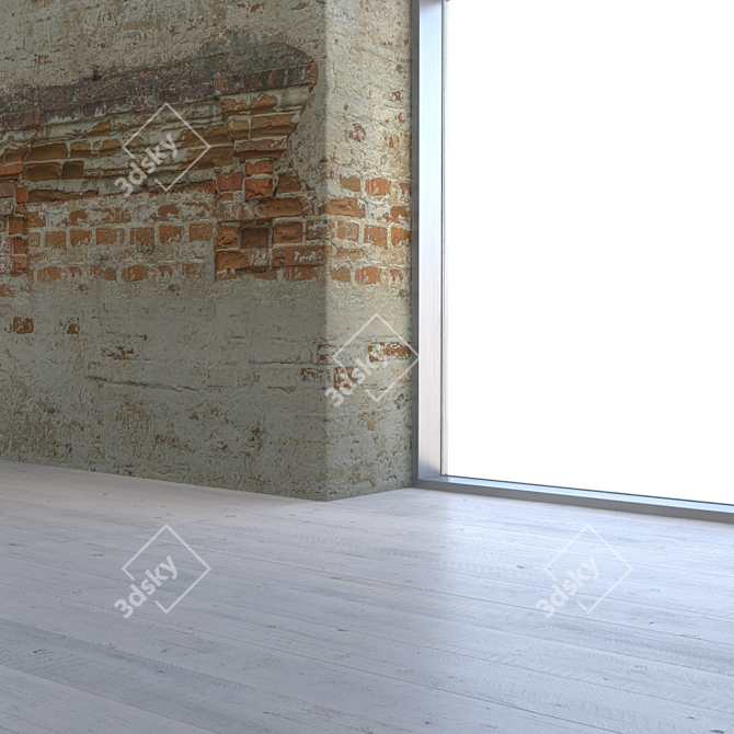 Seamless Brick Wall with Architectural Element 3D model image 3