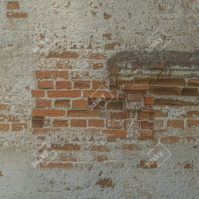 Seamless Brick Wall with Architectural Element 3D model image 4