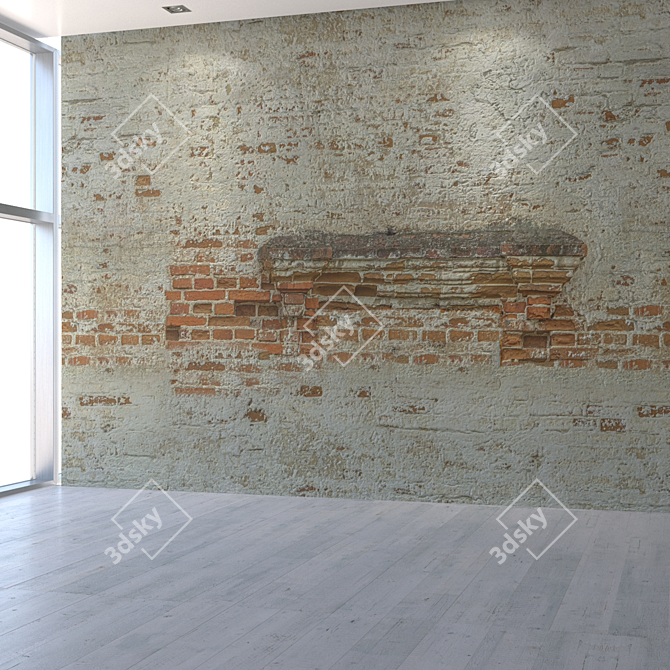 Seamless Brick Wall with Architectural Element 3D model image 5