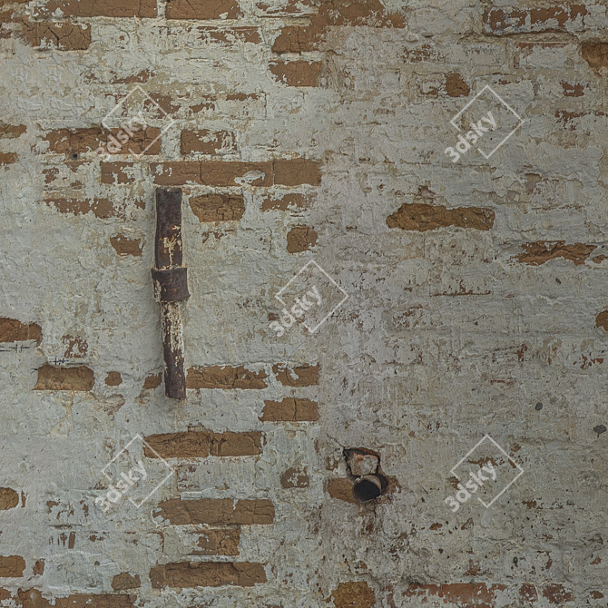 Seamless Old Brick Wall Texture 3D model image 4