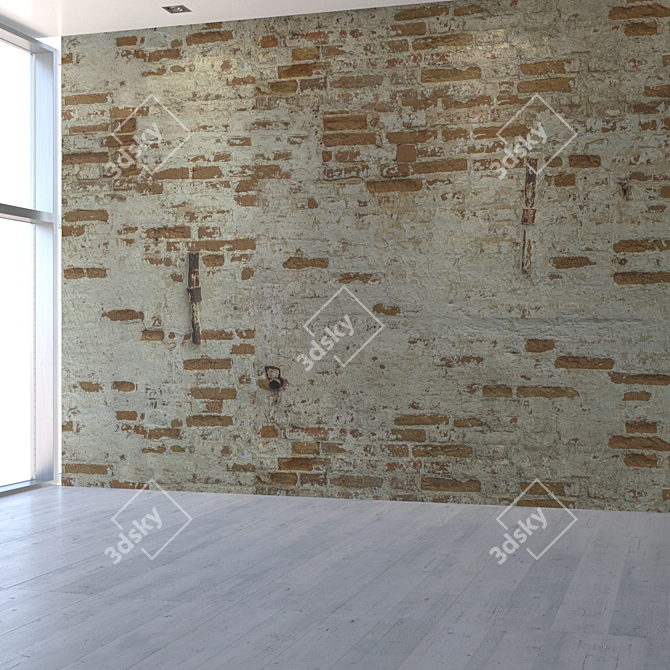 Seamless Old Brick Wall Texture 3D model image 5