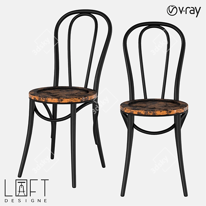 LoftDesigne 30001: Stylish Wood and Metal Chair 3D model image 1