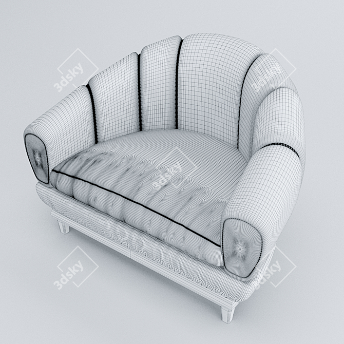 Cozy B&B Single Sofa: Real Scale, Corona Render 3D model image 3