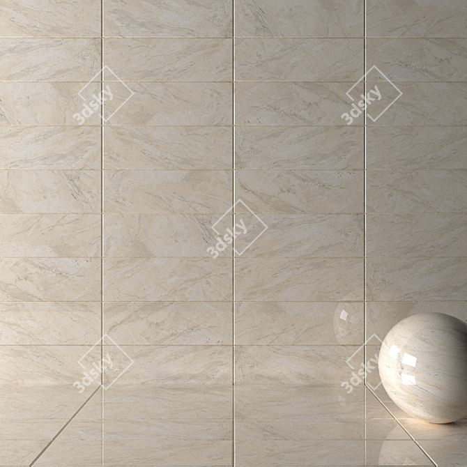 Bergama Cream Wall Tiles: Multi-Texture, High-Definition 3D model image 2