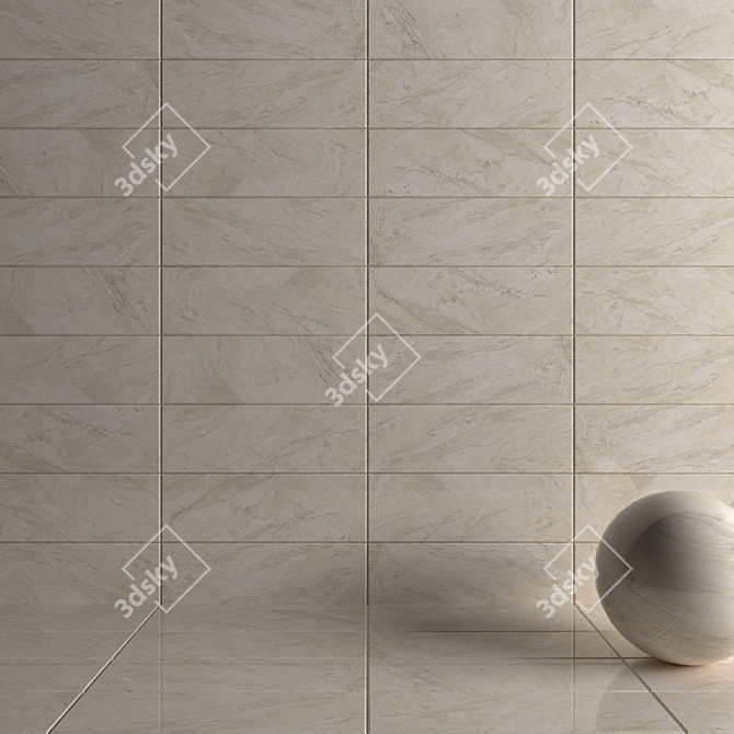 Bergama Cream Wall Tiles: Multi-Texture, High-Definition 3D model image 3