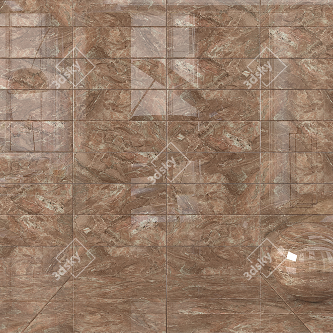 Title: Bergama Brown Wall Tiles: Multi-Texture Elegance 3D model image 1