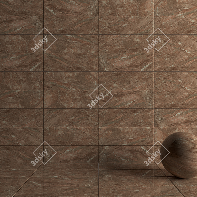 Bergama Brown Wall Tiles - Textured HD 3D Set 3D model image 3