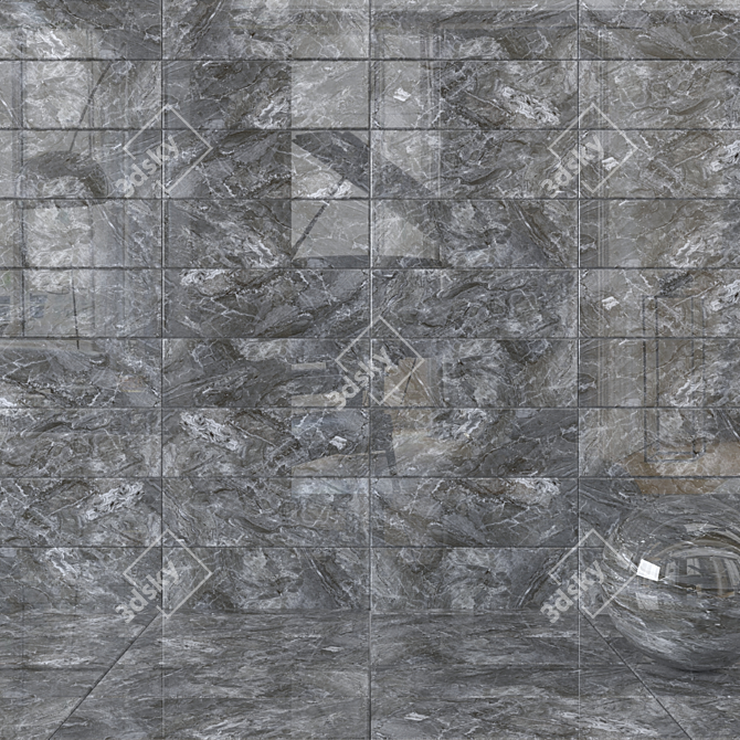 Bergama Anthracite Wall Tiles - Elegantly Detailed Design 3D model image 1