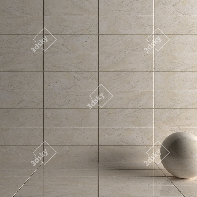 Elegant Bergama Cream Wall Tiles 3D model image 3