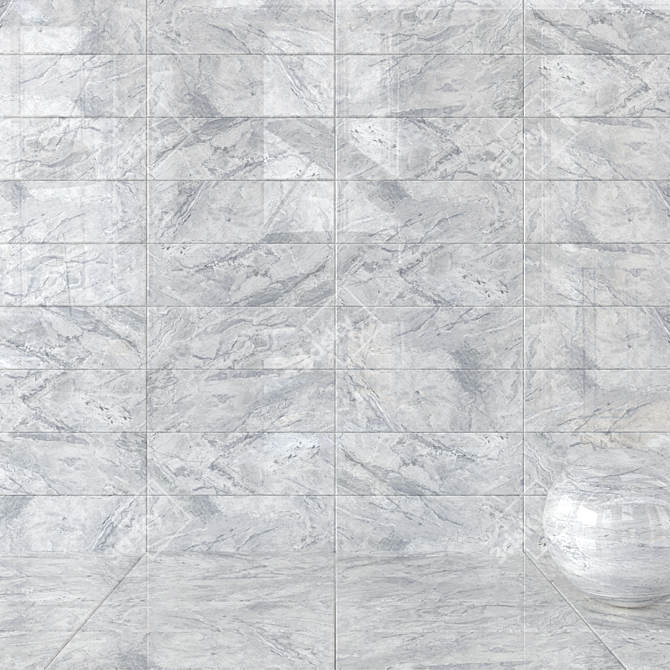 Bergama Gray Wall Tiles: Elegant and Versatile 3D model image 1