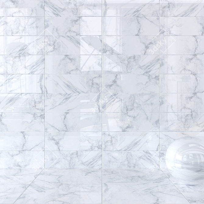 Classic Carrara White Wall Tiles 3D model image 1