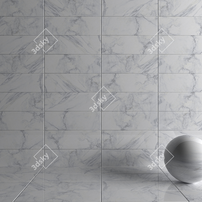 Classic Carrara White Wall Tiles 3D model image 3