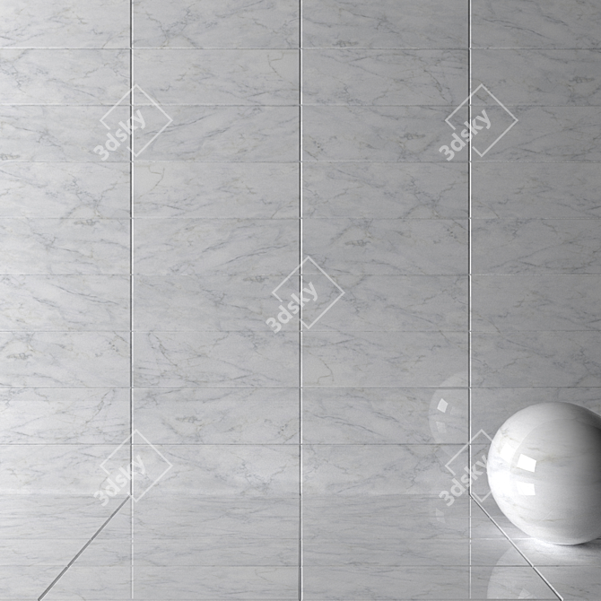 Elegant Carrara White Wall Tiles 3D model image 2