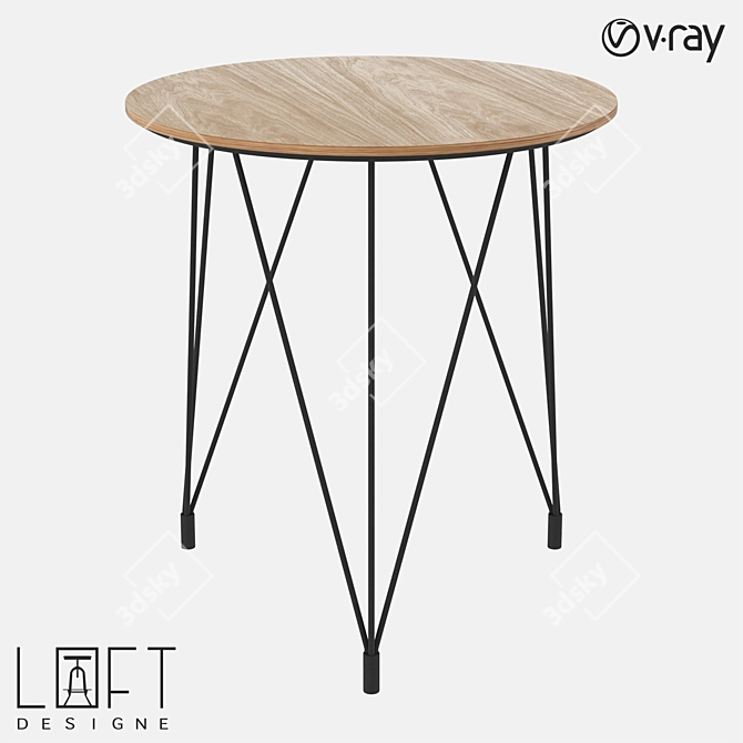 Modern Wooden Loft Table - 70x70cm 3D model image 1