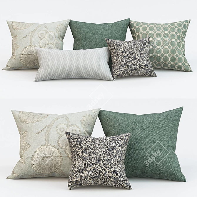 Title: Modern Pillow Set 3D model image 1