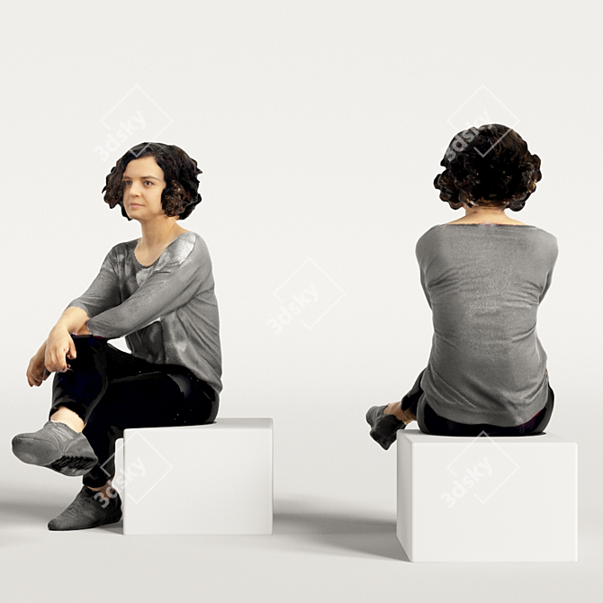 Realistic 3D Scanned Woman: 3 Color Variations 3D model image 5