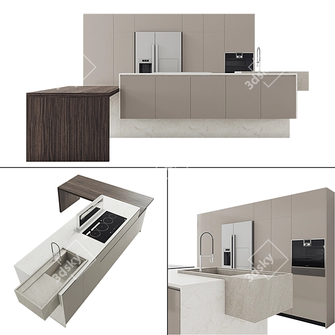 Stylish Kitchen 57: Perfect 3D Render, Textures Included 3D model image 1