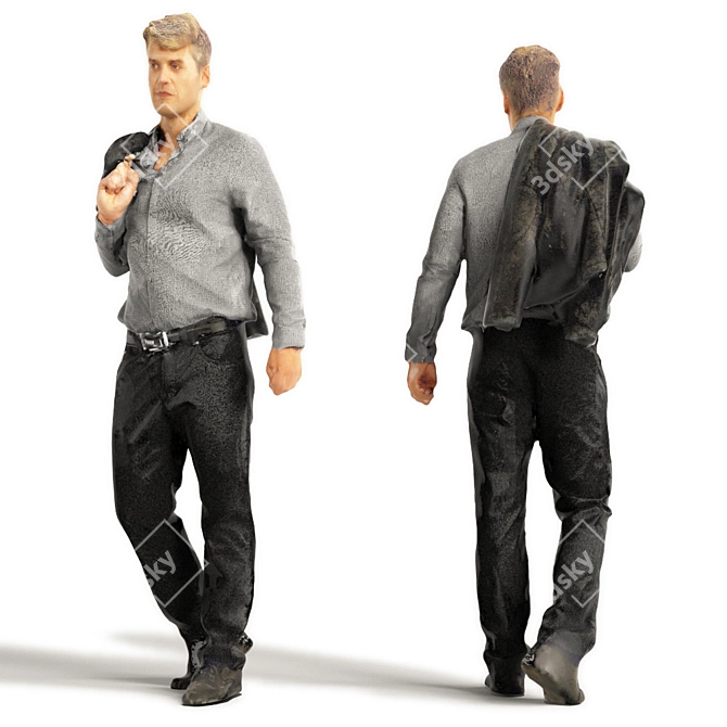 Realistic 3D Scanned Man: 3 Color Variations 3D model image 2