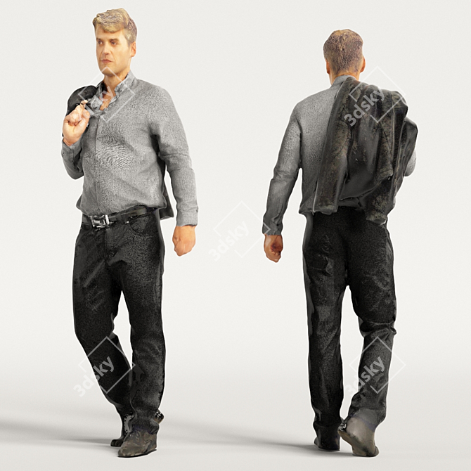 Realistic 3D Scanned Man: 3 Color Variations 3D model image 5