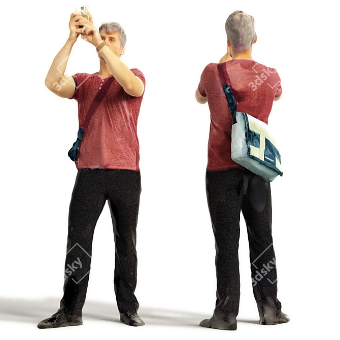 Realistic 3D Scanned Man: 3 Color Options 3D model image 3