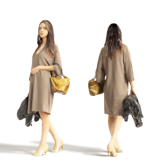 Realistic 3D Scanned Woman - 3 Color Variations 3D model image 1