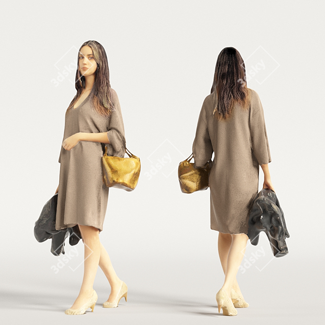 Realistic 3D Scanned Woman - 3 Color Variations 3D model image 4