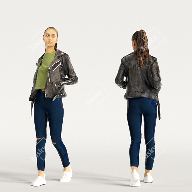 Realistic 3D Scanned Woman - 3 Color Variations 3D model image 5